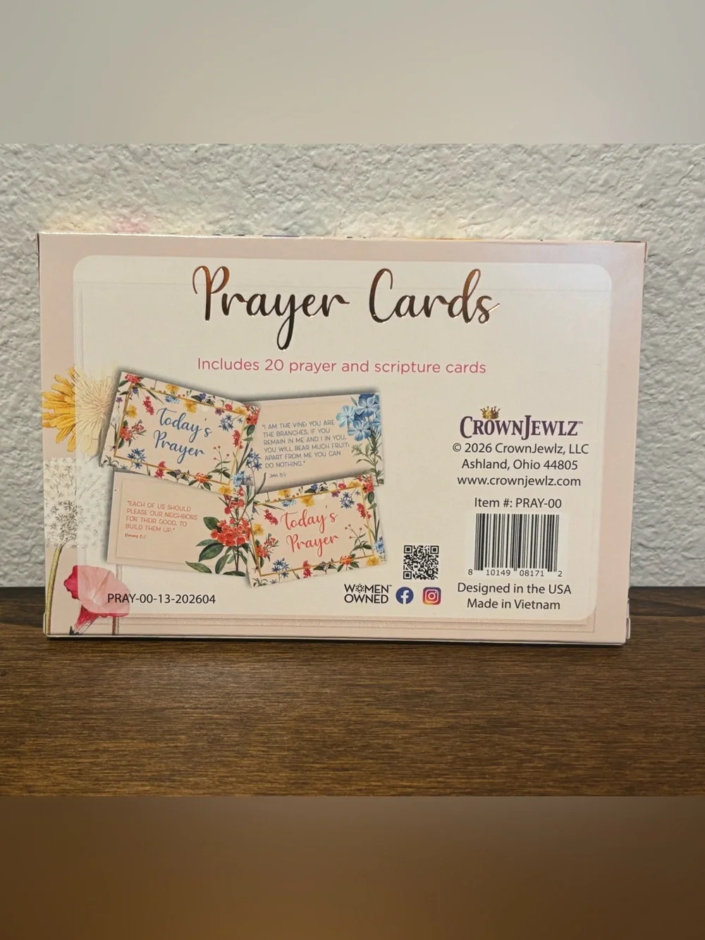 Set of 20 Prayer Cards Box – Cream with Multicolored Floral Accents
